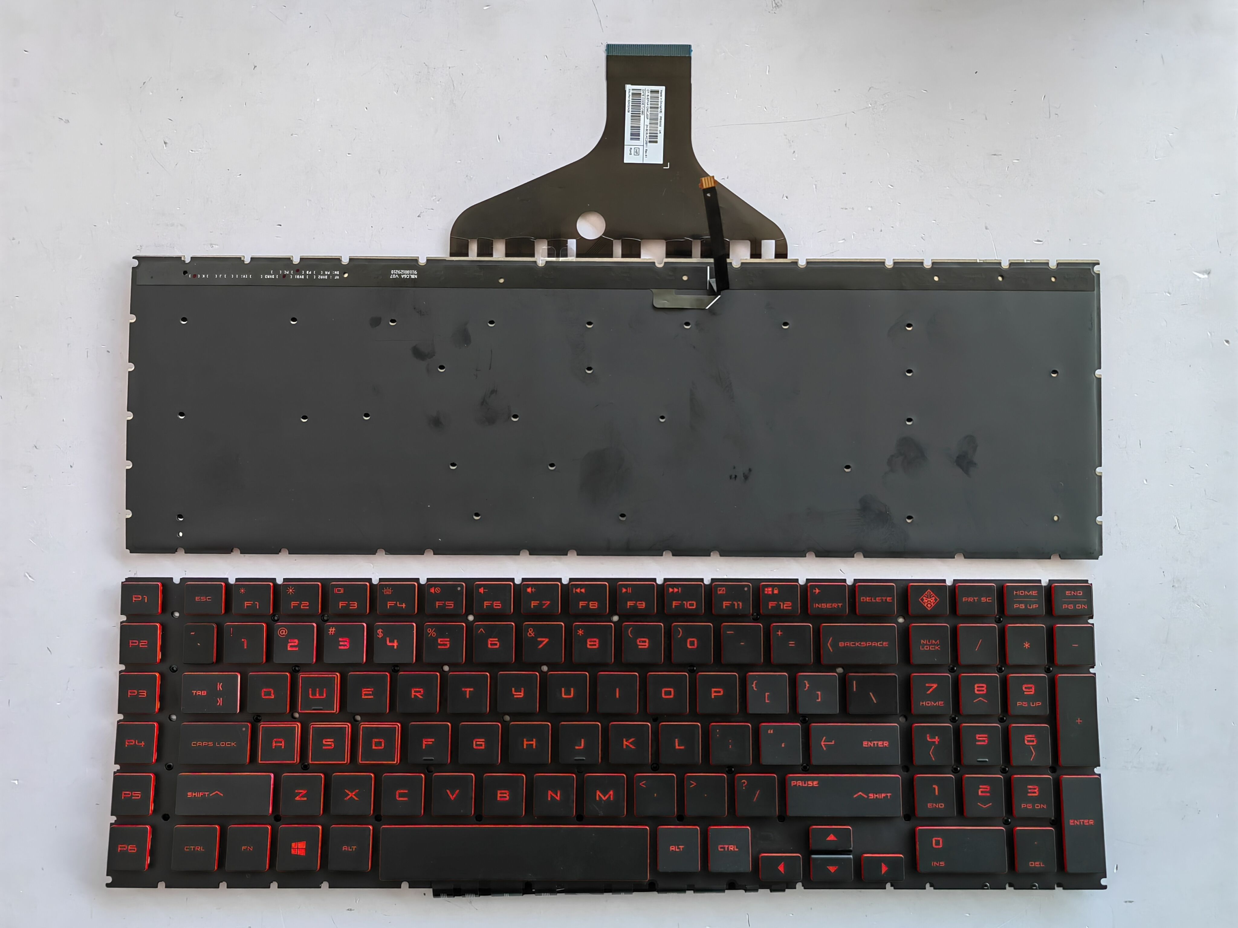 Picture of New Replacement Laptop Keyboard For HP 17-CB BLACK Backlit,Red Printing,Red side US Layout